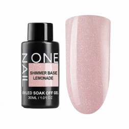 ONE NAIL   База камуфлирующая эластичная c шиммером  (легкие в снятии)  Base  SHIMMER   LEMONADE  (бутылка)   30мл