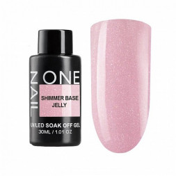 ONE NAIL   База камуфлирующая эластичная c шиммером  (легкие в снятии)  Base  SHIMMER   JELLY  (бутылка)   30мл