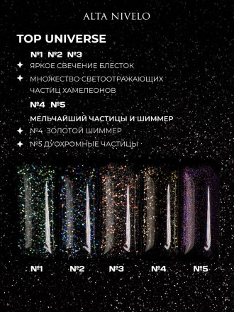 ALTA NIVELO   Топ с шиммером без л/с   10мл   Top   UNIVERSE   #01