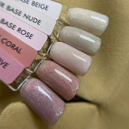 ONE NAIL   База камуфлирующая эластичная c шиммером  (легкие в снятии)  Base  SHIMMER   BEIGE  (бутылка)   30мл