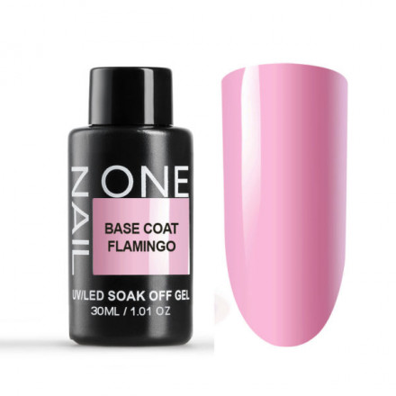 ONE NAIL   База камуфлирующая эластичная  (легкие в снятии)  Base   FLAMINGO  (бутылка)   30мл