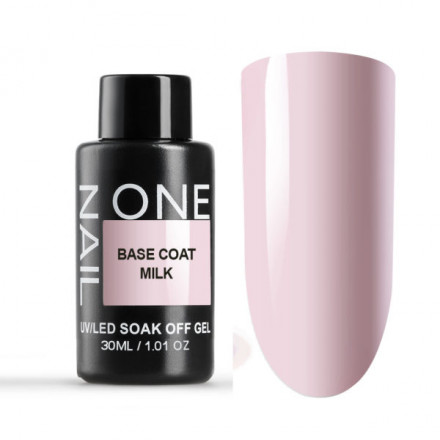 ONE NAIL   База камуфлирующая эластичная  (легкие в снятии)  Base   MILK  (бутылка)    30мл